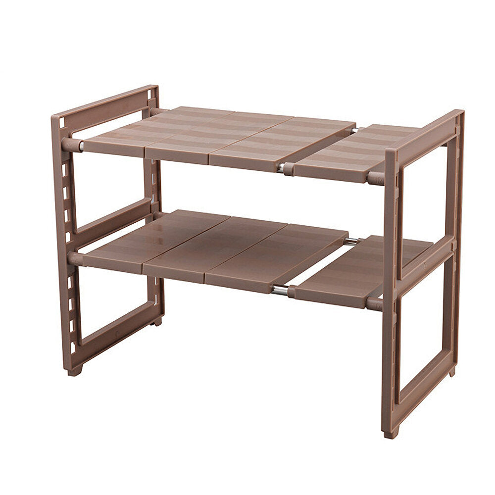 1/ 2 Tiers Retractable Kitchen Shelf Removable Storage Shelf Sink Organizer Shose Rack for Bathroom Bedroom Garden