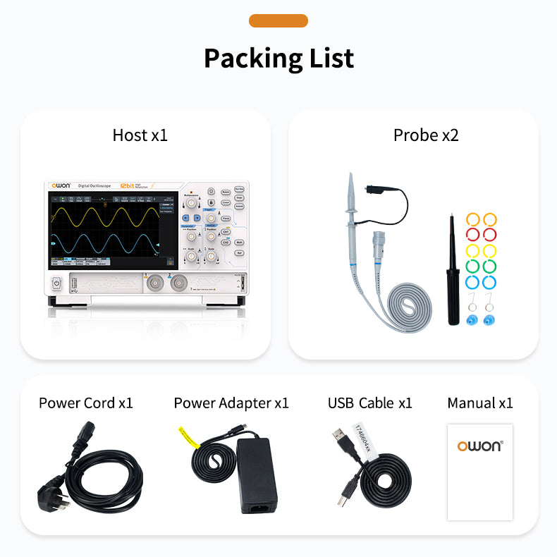 Digital Oscilloscope 2 Channels 1.25GSa/s 12-bit 7-inch Display USB HDM LAN Connectivity