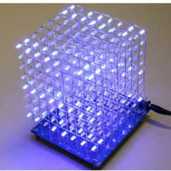 DIY Square 8x8x8 3D Light Electronic Cube Kit Blue Red LED Spectrum Board