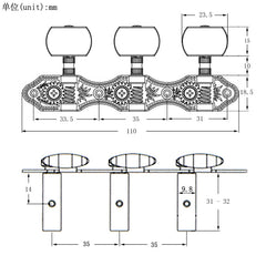 2Pcs Classical Guitar Tuning Pegs Machine Heads Tuners Guitar Parts