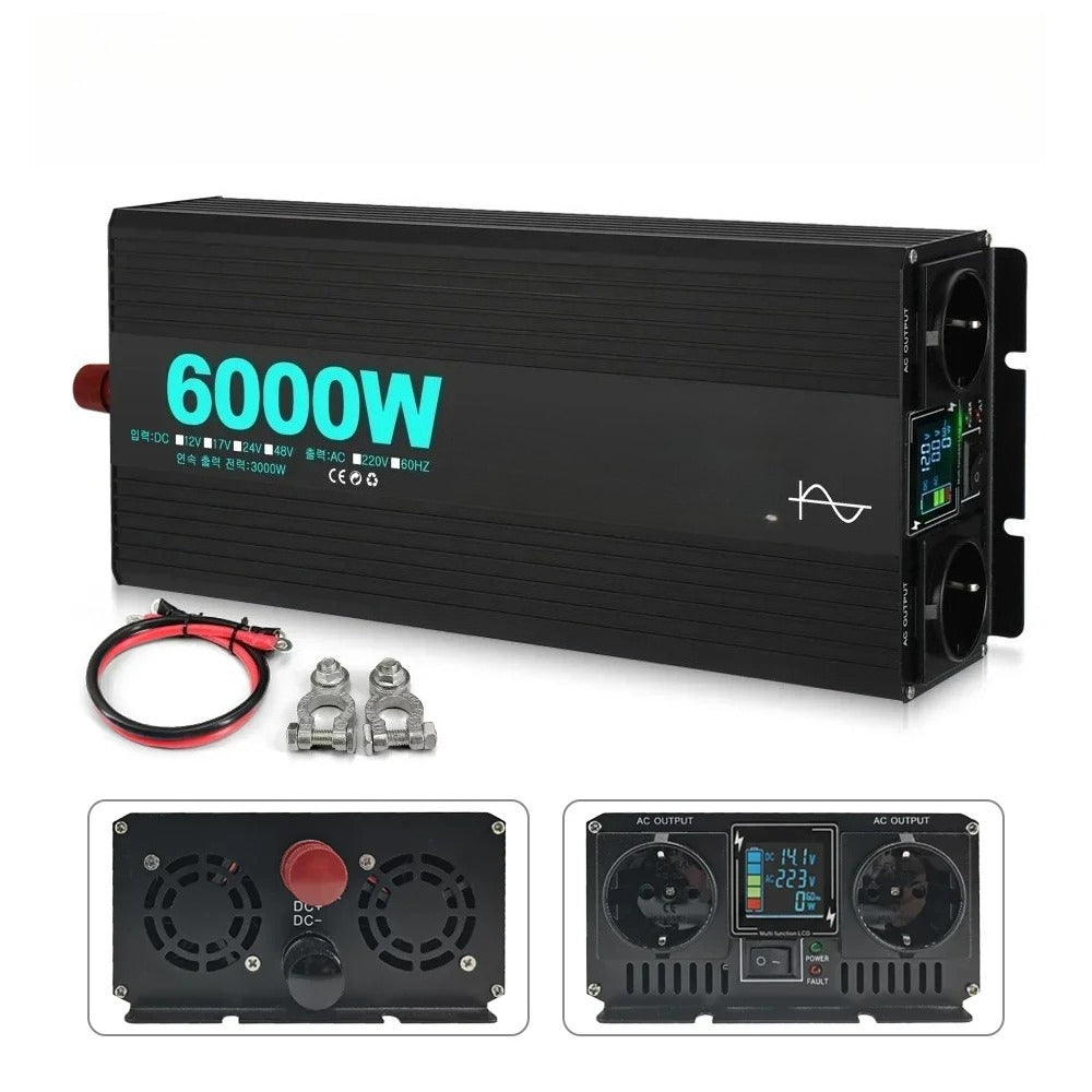 GreenZech DM Pure Sine Wave Inverter | 4000W 5000W 6000W Peak | 12V 17V 24V 48V to 220V AC Converter