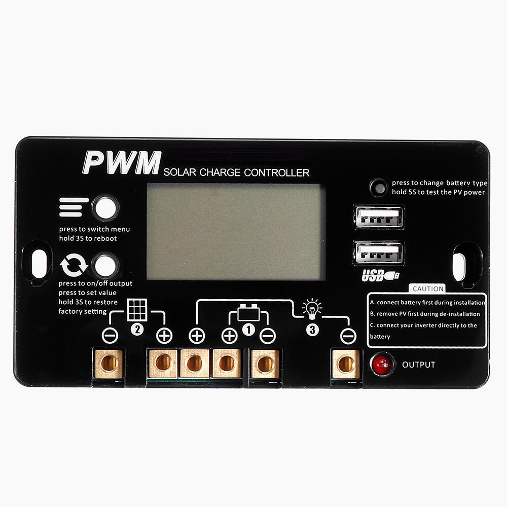 12V 24V 10A/20A/30A Solar Controller Battery Lead-acid Lithium Battery Solar Panel Charging USB Mobile Phone Charging