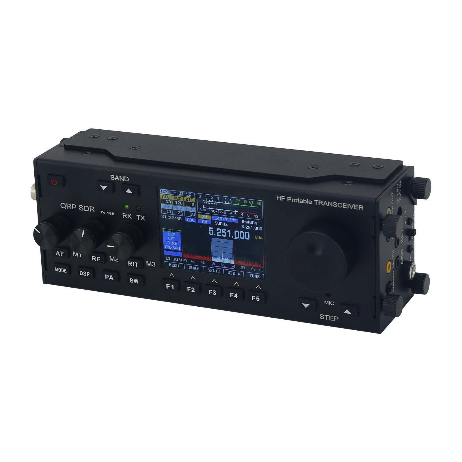 HF SDR Transceiver 1.6-30MHz Receive 10W 15W Output SSB CW AM FM DIG Built-In Battery Microphone USB Sound Card