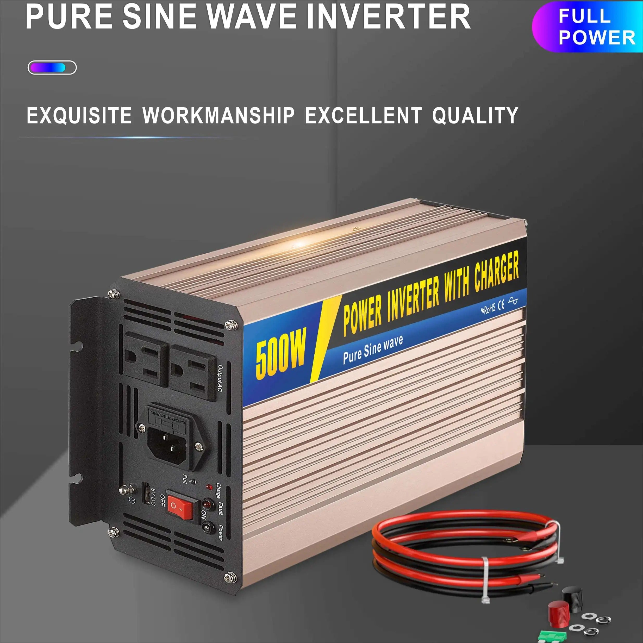 GreenZech DM 500 Inverter | 500W Continuous 1000W Peak | 12V 24V 48V to 110V 220V | Professional Pure Sine Wave Converter