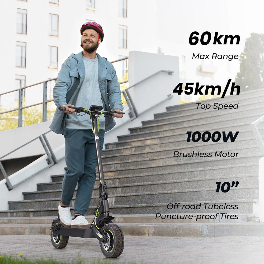Folding Electric Scooter 48V 15Ah Battery 1000W Motor 25KM/H 10 Inch Tire 60KM Range 150KG Load Capacity Commuter Moped