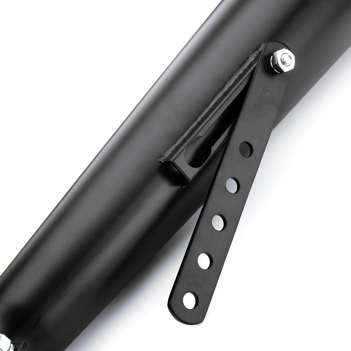 2X Motorcycle Cafe Racer Rear Exhaust Pipe with Sliding Bracke Black Universal