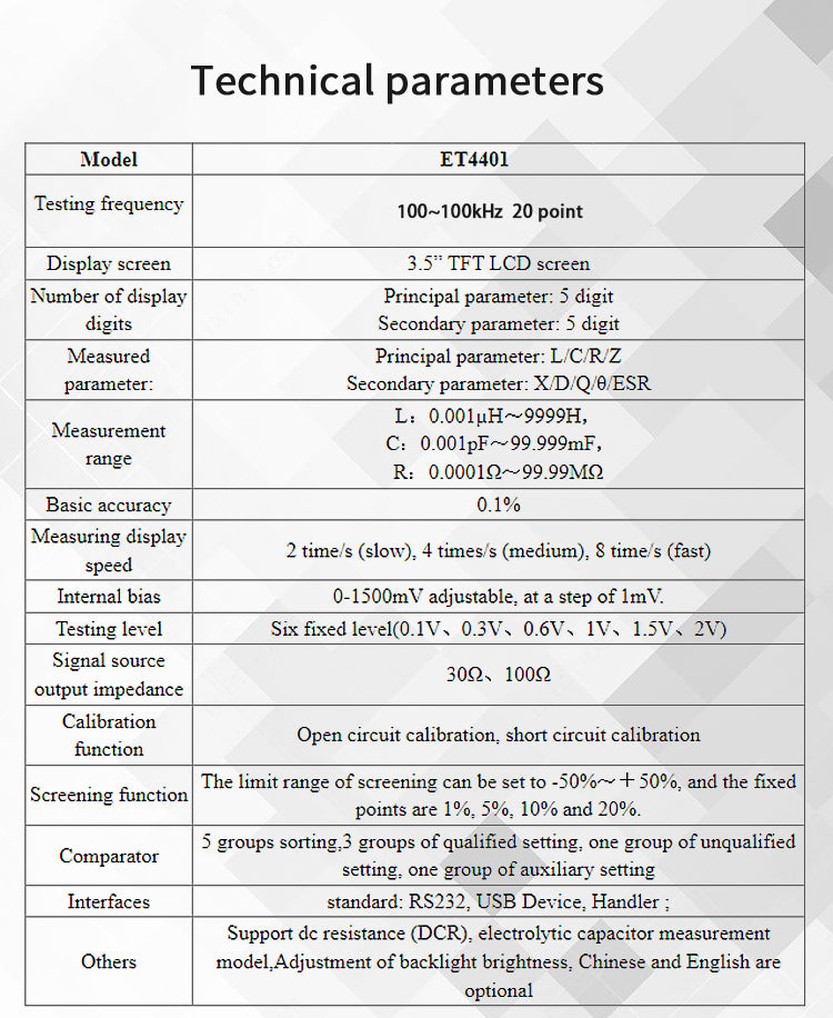 Desktop Digital Bridge Tester LCR Meter Capacitance Resistance Impedance Inductance Measure LCR Bridge LCR Meter