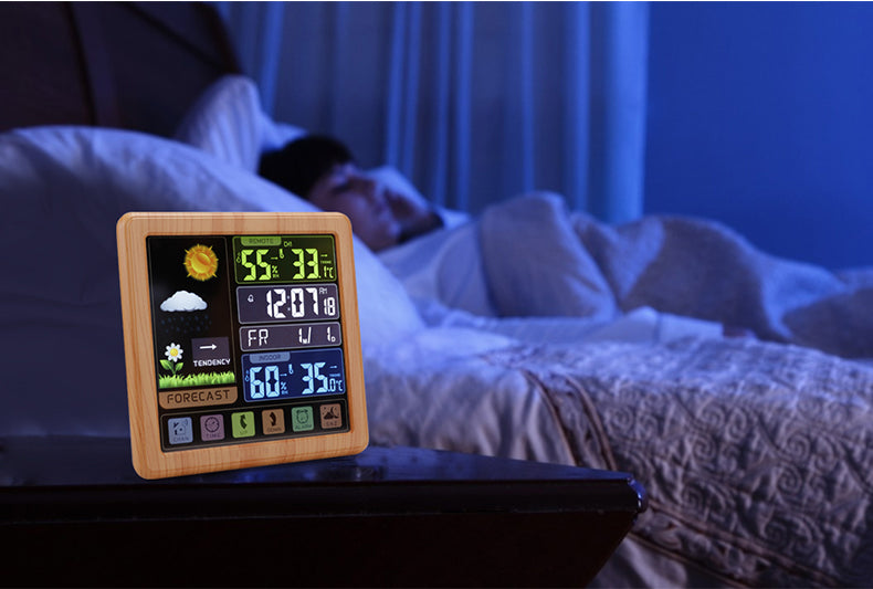 Wireless Touch Screen Weather Station Clock – Indoor/Outdoor Temp/Humidity, Atomic Time, Forecast, USB Charger, Snooze