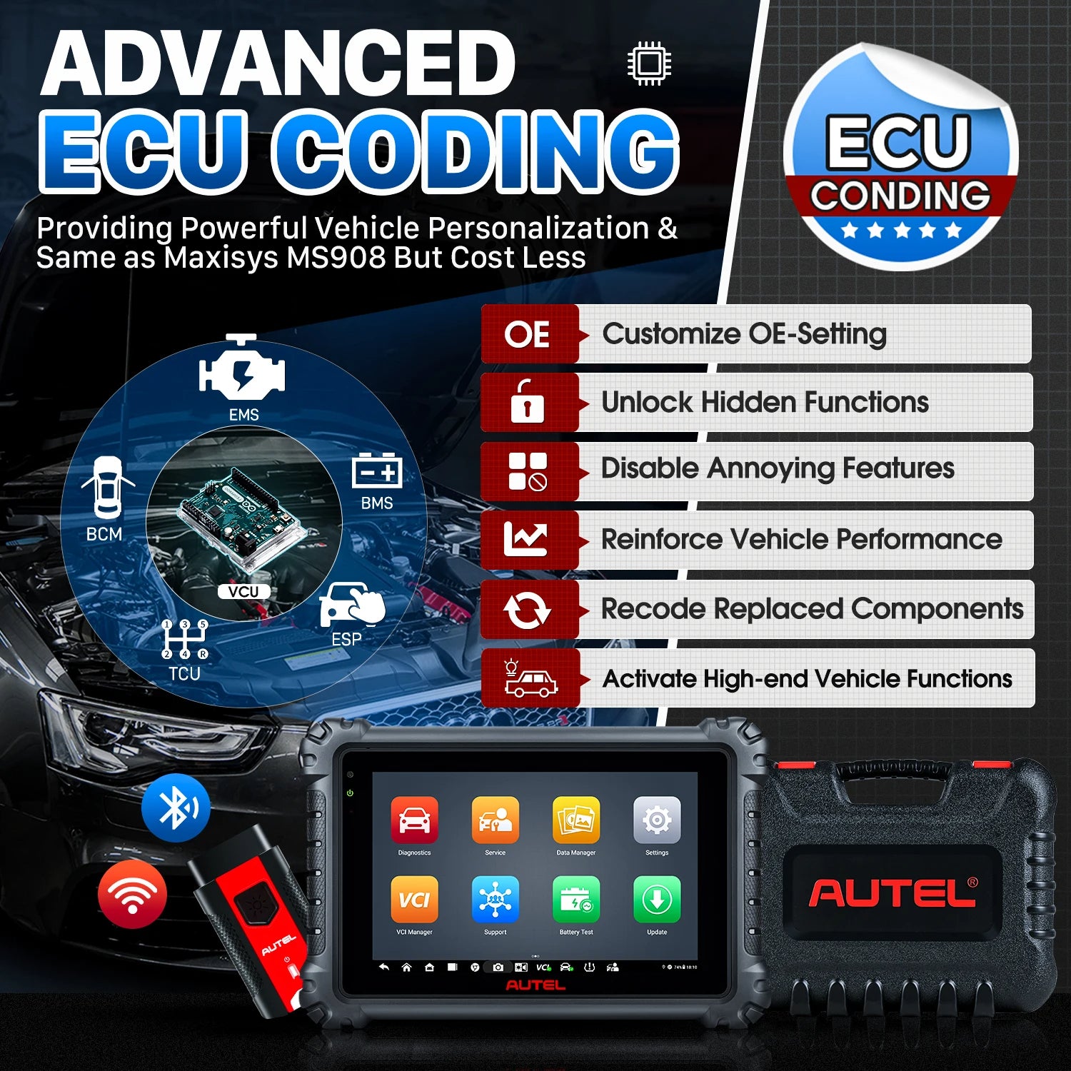Car Diagnostic Tools OBD2 Automotive Scanner Advanced ECU Coding Tool