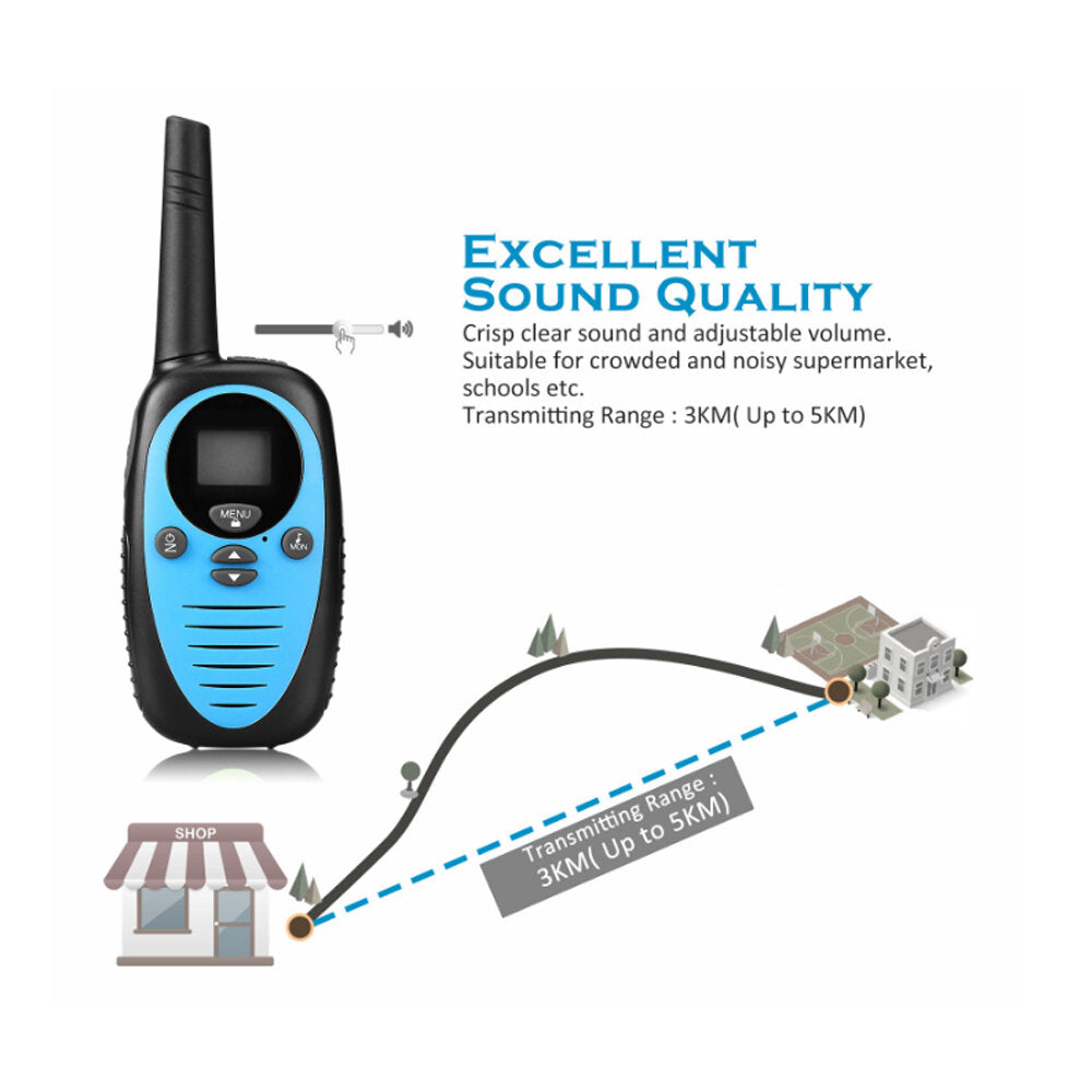 Mini Kids Walkie Talkie Waterproof 22 Channels Handheld Dual Band Two Way Radio Interphone Pack2