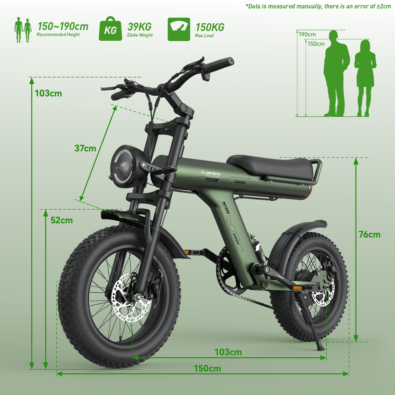 Electric Bike 48V 14Ah Battery 48V 750W Motor Recommended Top Speed 25KM/H 16inch Tires 45KM Max Mileage 150KG Max Load Electric Bicycle