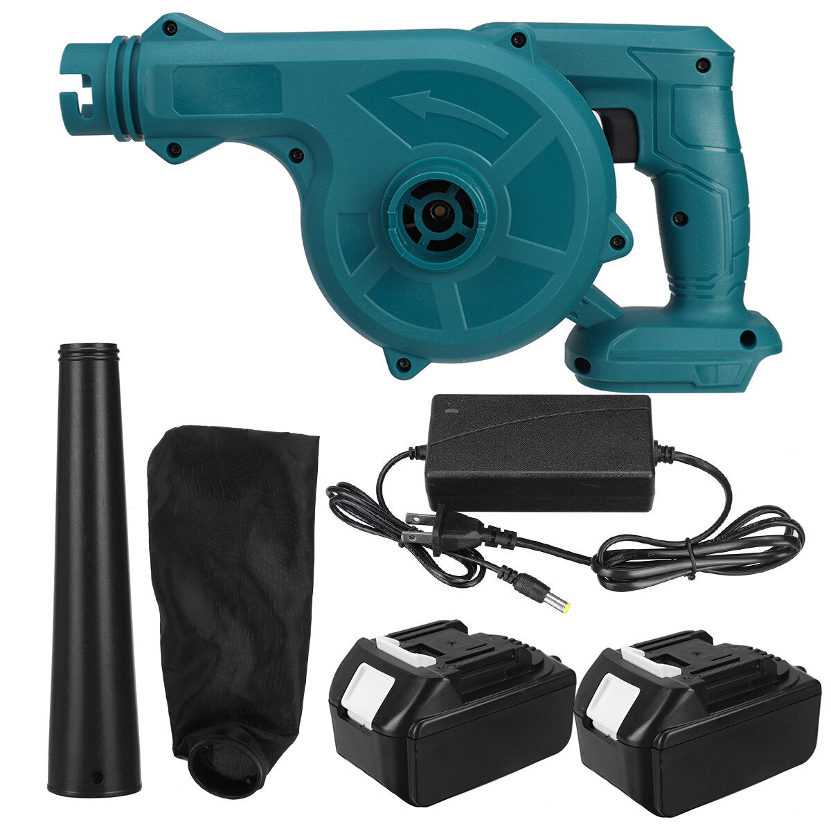 2 in 1 Cordless Electric Air Blower Vacuum Suction Dust Collecter Hose Computer Cleaner Leaf Sweeper W/ 1/2 Battery For Makita