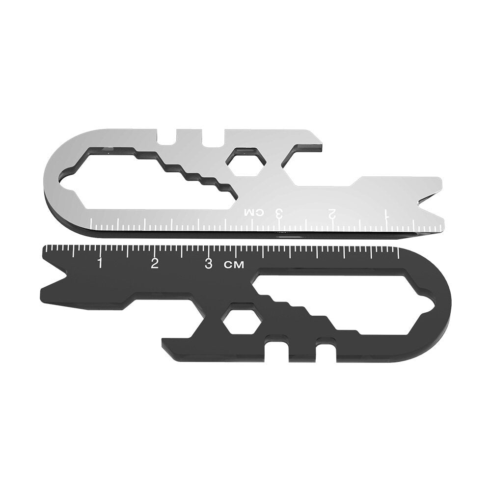 8 in 1 EDC Multi-purpose Stainless Steel Wrench Key Chain Tools Screwdriver Bottle Opener Gauge Portable Tool