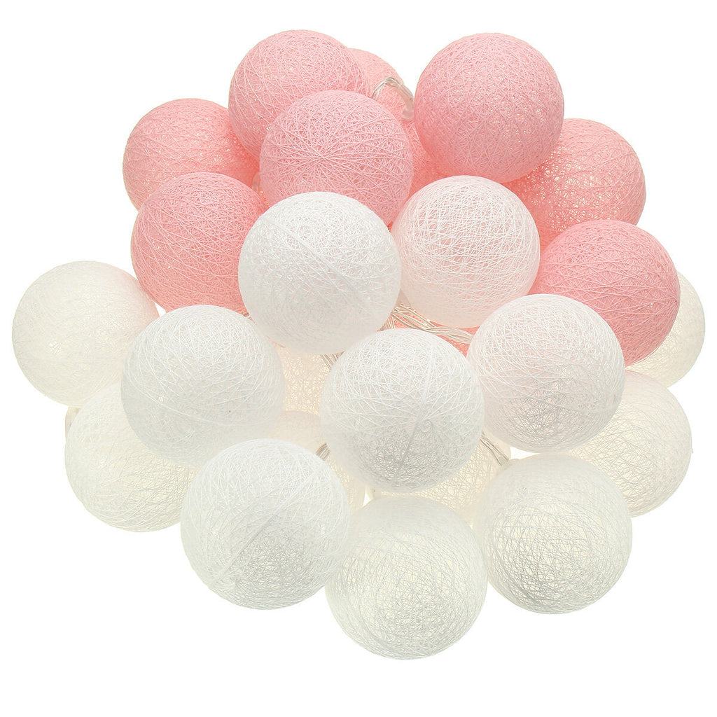 Battery Powered 30LEDs Pastel Cotton Ball String Lights for Holiday Decoration