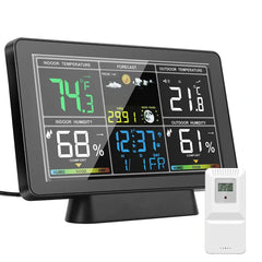 Weather Station Alarm Clock Wireless Indoor Outdoor Thermometer with Atomic Clock / Forecast Station / Air Pressure / Moon Phase