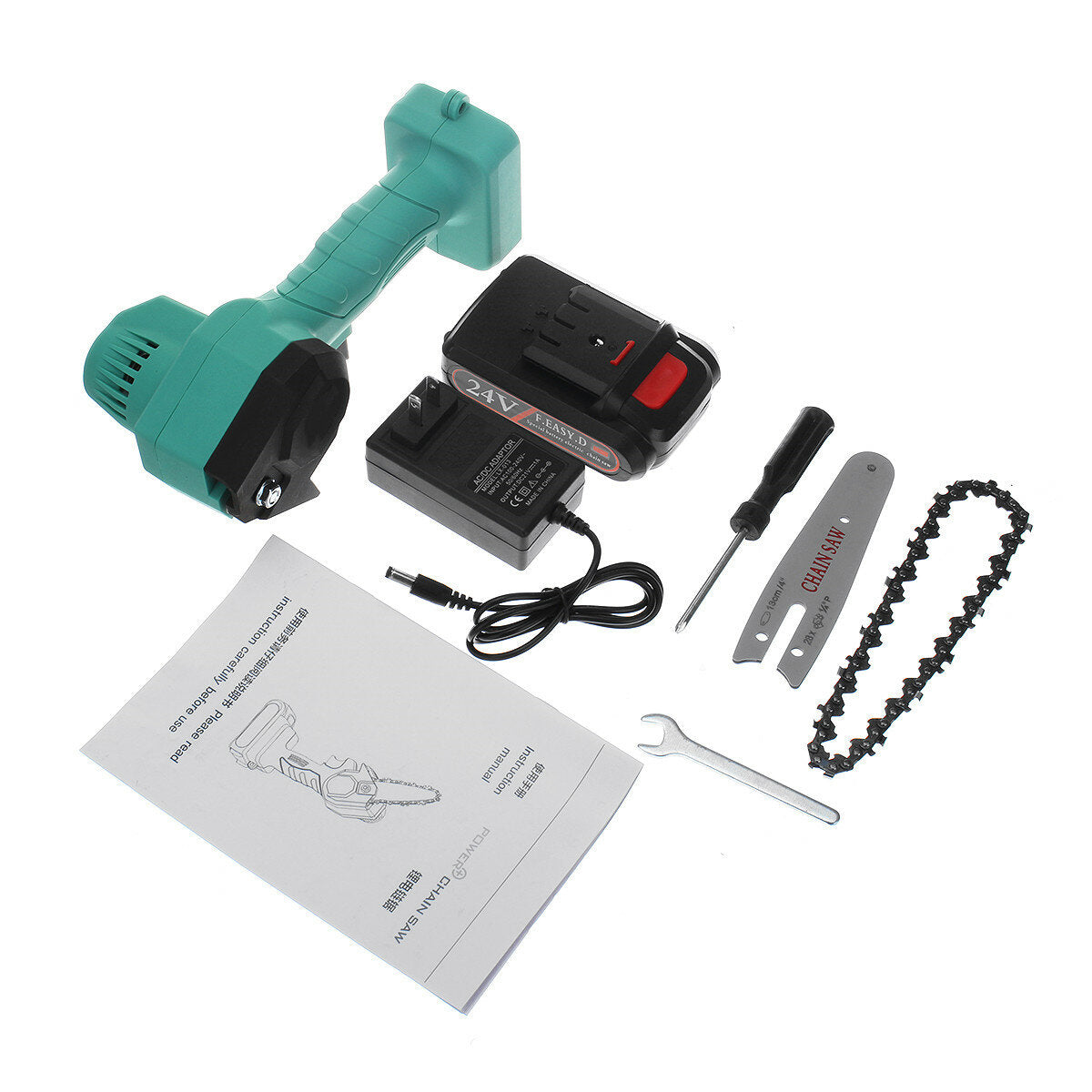 21V Rechargeable Portable Electric Saws Household Woodworking Chainsaw