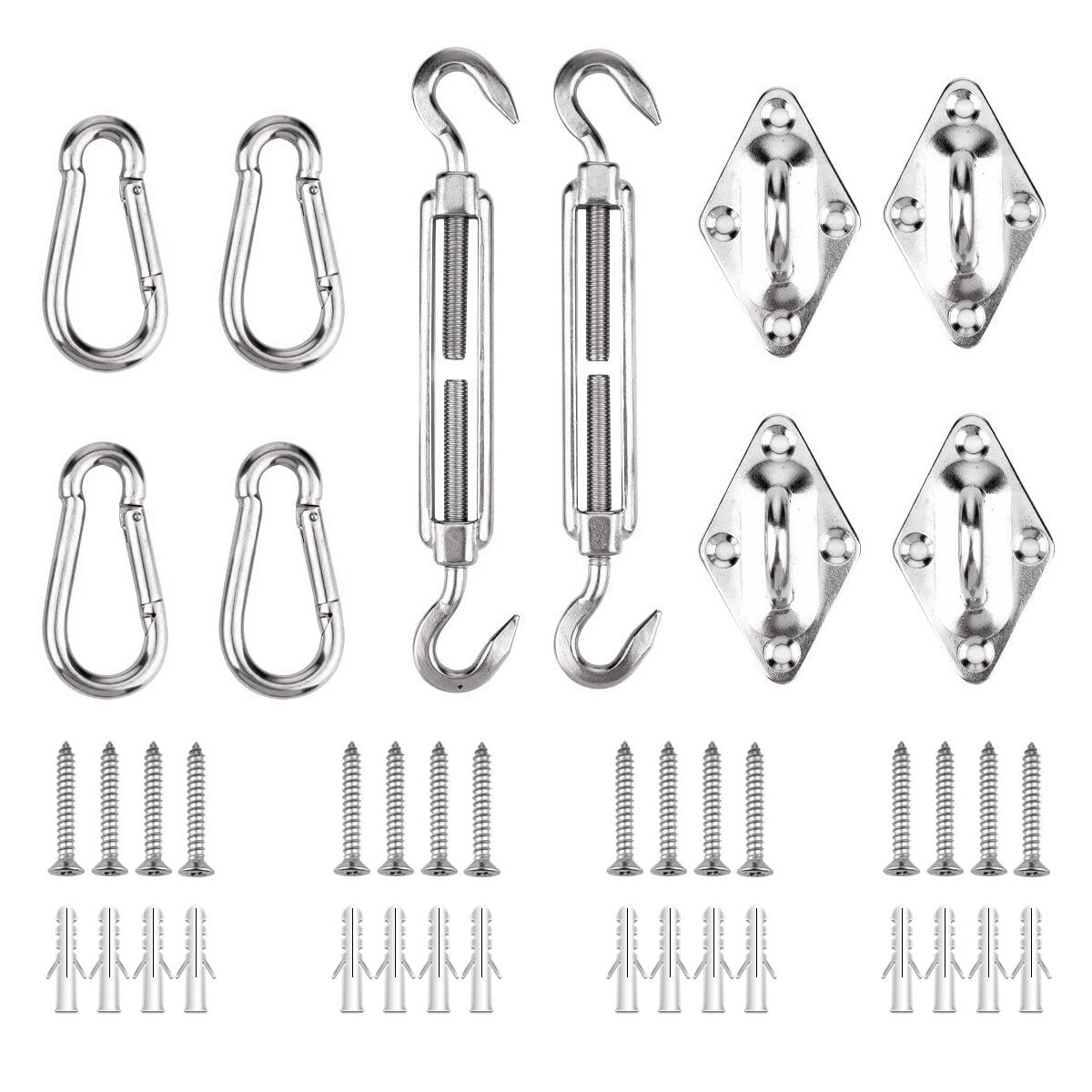 42PCS Awning Accessories Sunshade Sail Stainless Steel Hardware Kit Easy to Install