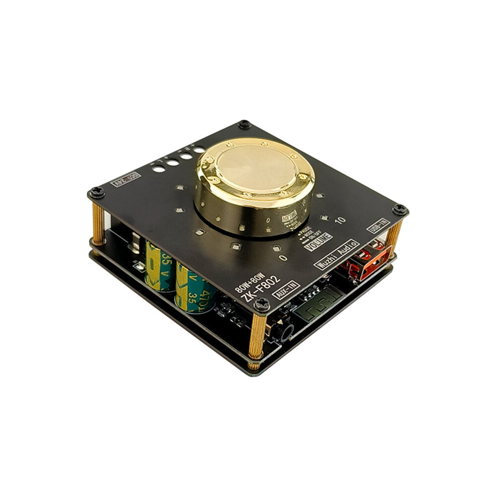 Bluetooth 5.1 Volume Indicator Audio Power Amplifier Module Two-channel Stereo 80W+80W Amplifier Board