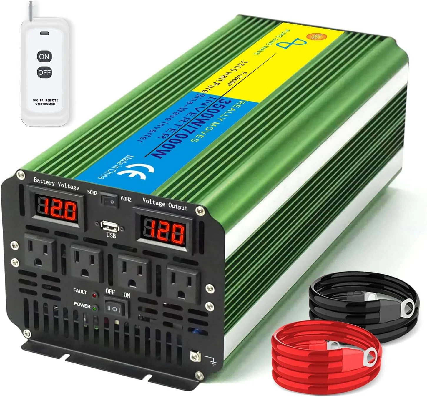 GreenZech Elite 4000W Inverter | 8000W Peak Power | Heavy-Duty Professional Pure Sine Wave Converter