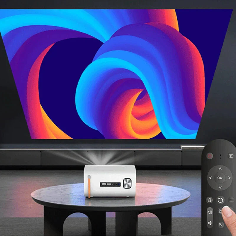 Mini LED Projector 150 ANSI Lumens 720P WiFi Home Theater with Auto Keystone, Bass Speaker & Remote Control