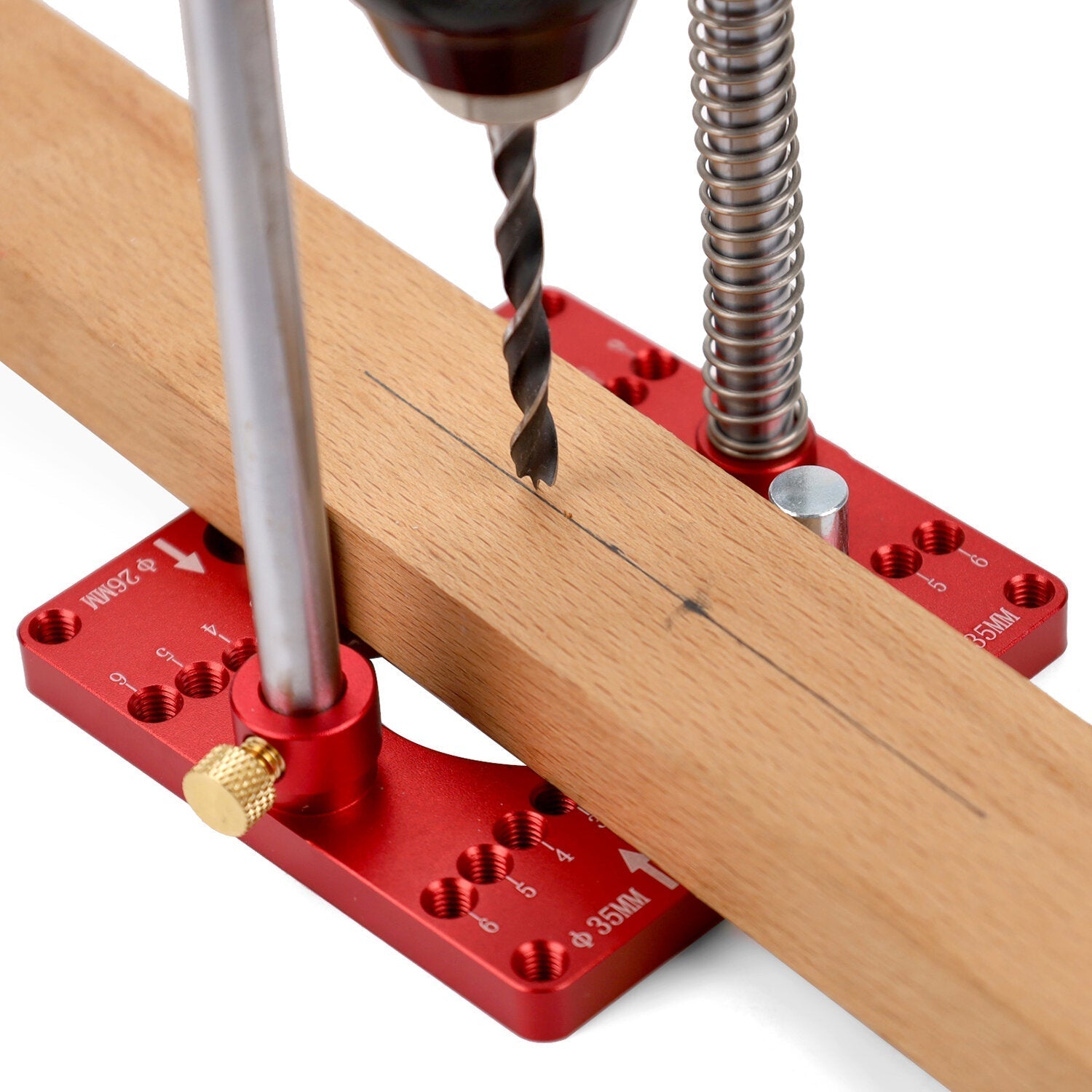 Multifunctional Woodworking Drilling Tool for Power Drills, 3-75mm Thickness, 26/35mm Hinge Holes, Adjustable Settings