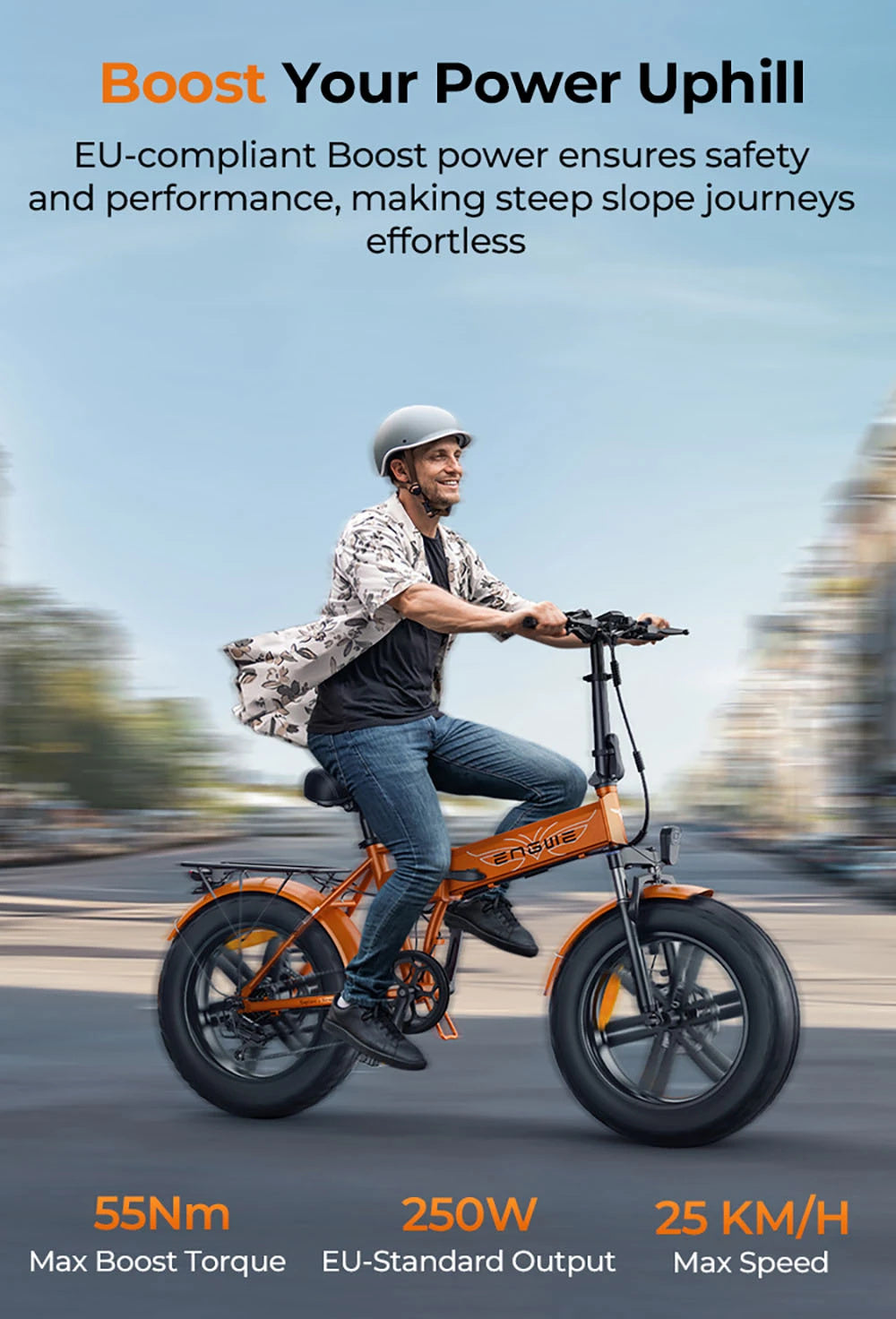 Boost 48V 13AH 250W Motor Recommended Top Speed 25KM/H 20 Inch Electric Bicycle 120KM Mileage Range Max Load 150KG ENGWE EP-2 Boost