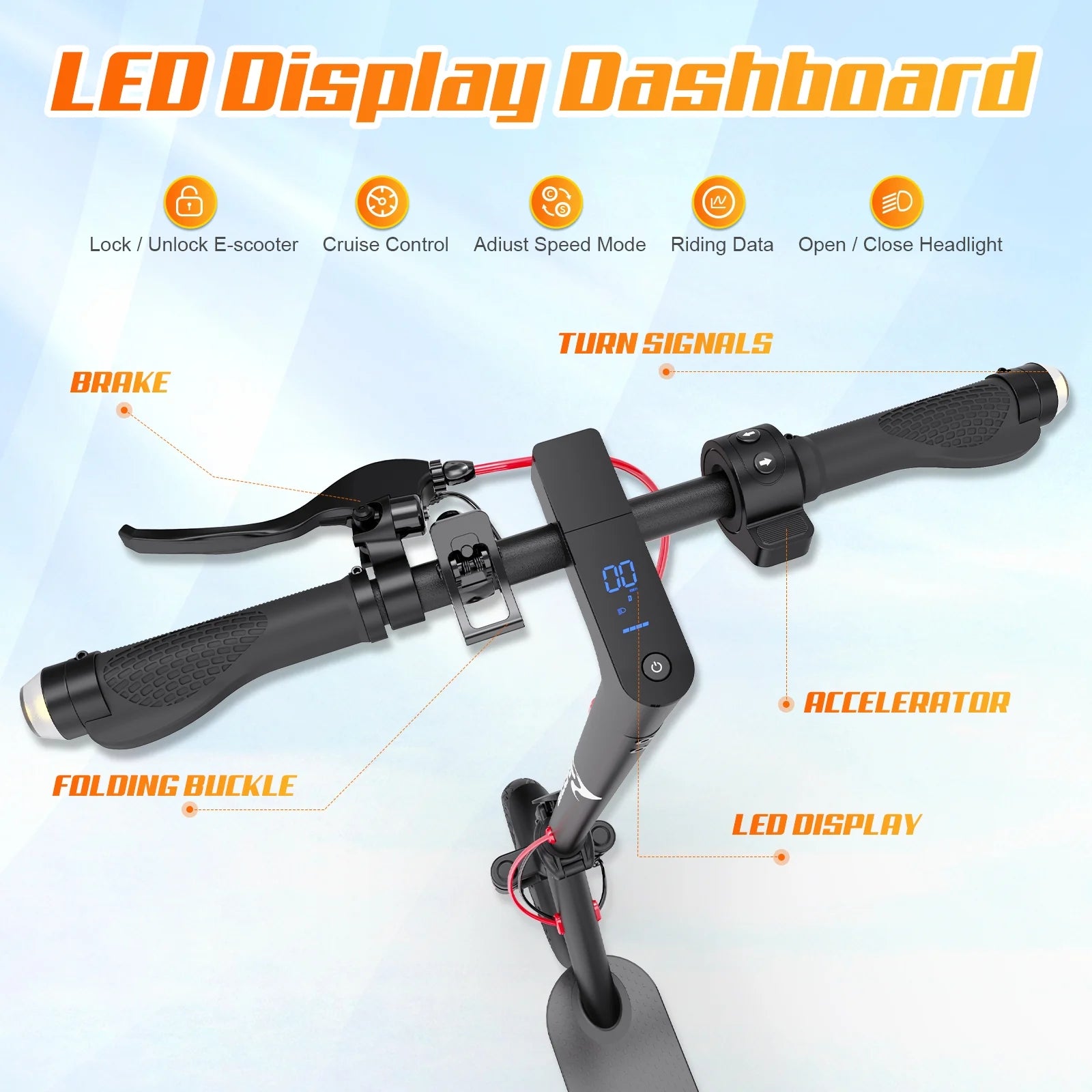 Electric Scooter 36V 11.4AH Battery 500W Motors 10inch Solid Tires 30-40KM Max Mileage 150KG Max Load Folding E-Scooter