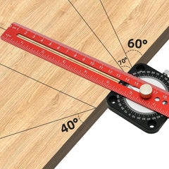 360° Compass Angle Marking Ruler - 30cm Aluminum Alloy, Dual Scale, Ergonomic Design for Precision Measurement