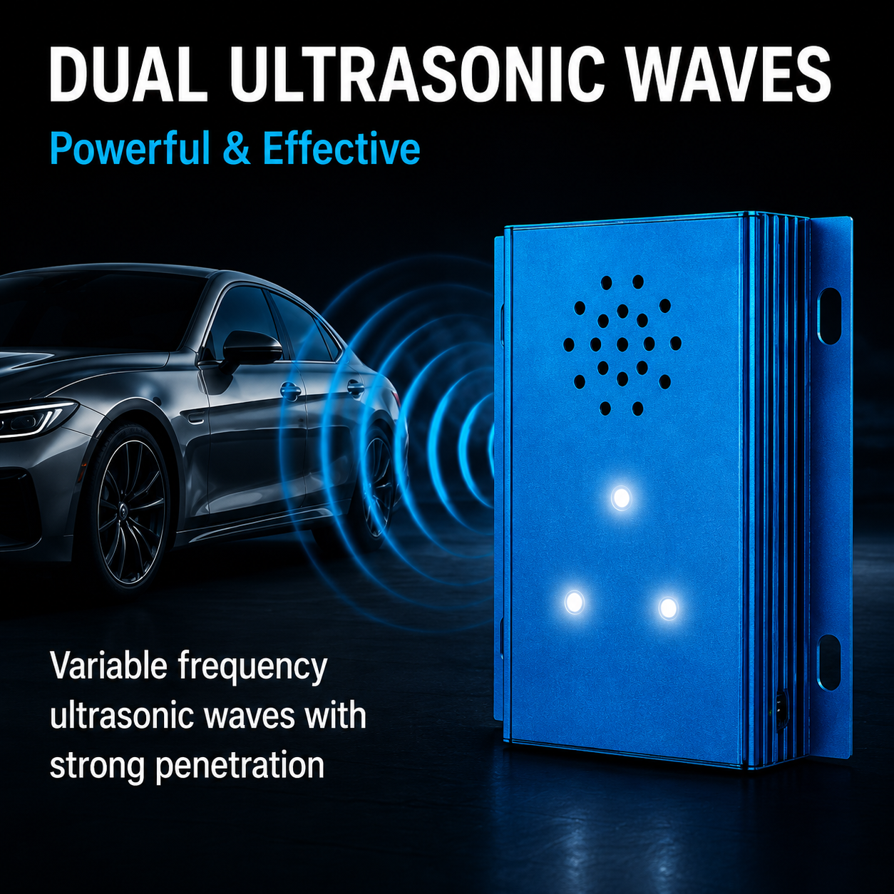 Dual-Wave Vehicle Rodent Repeller | Smart 3-in-1 Under-Hood Deterrent with Strobe Lights