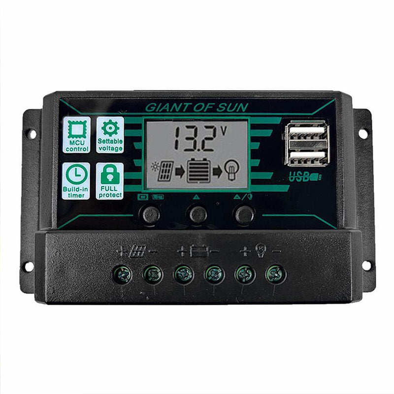 12V/24V 10A-100A LCD Solar Controller Dual USB DC Port Current Solar Charge Cotroller