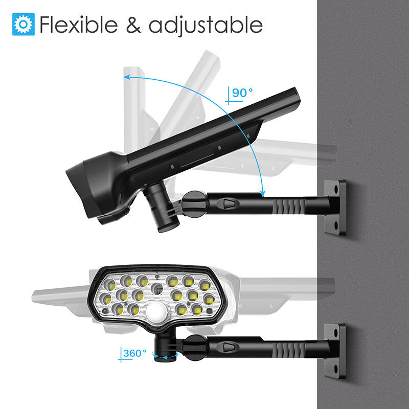 30W 16LED Solar Panel Street Light PIR Motion Sensor 360 Diming Outdoor Wall Lamp for Garden Road Pathway