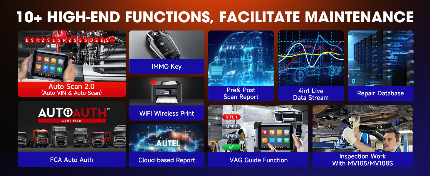 Diagnostic Tool Advanced ECU Coding J2534 ECU Programming Commercial Vehicle Diagnostics 3000+ Active Tests QCOM CPU Android 10 WiFi