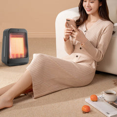 PTC Small Heater Fan: 3-Gear Adjustable, Remote Control, Timer, Oscillating Desktop Heater