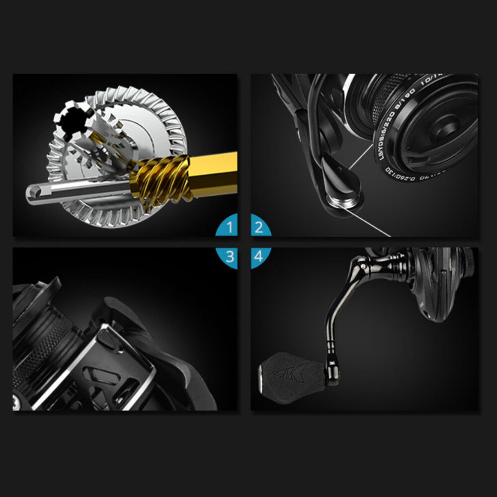 5.2:1 7+1 Bearings 33 Lbs Drag Aluminum Spool Stainless Steel Main Shaft Fresh and Saltwater Fishing Reel Carbon Fiber Spinning Reel