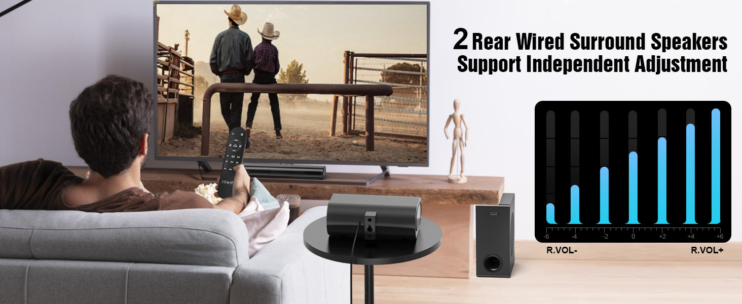 Dolby Atmos Soundbar 380W 5.1CH Soundbar with 5.25'' Subwoofer 2 Rear Speakers Wired Surround Sound System eARC ARC Optical Connection Compact bluetooth Speaker Soundbar