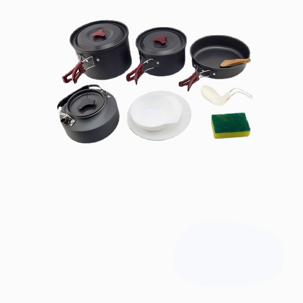Camping Cookware Set Outdoor Pot Tableware Kit Cooking Water Kettle Pan Travel Cutlery Utensils Hiking Picnic Equipment