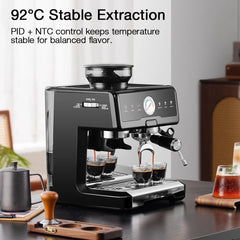 20-Bar 2200W Espresso Machine, Conical Burr Grinder, Dual Boiler & Pump, PID/NTC, Hot & Cold Brew, 58mm Portafilter & Steam Wand
