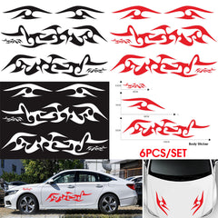 6pcs Universal Decal Stickers Car Body Bumper Hood Flame Graphics Decals PVC