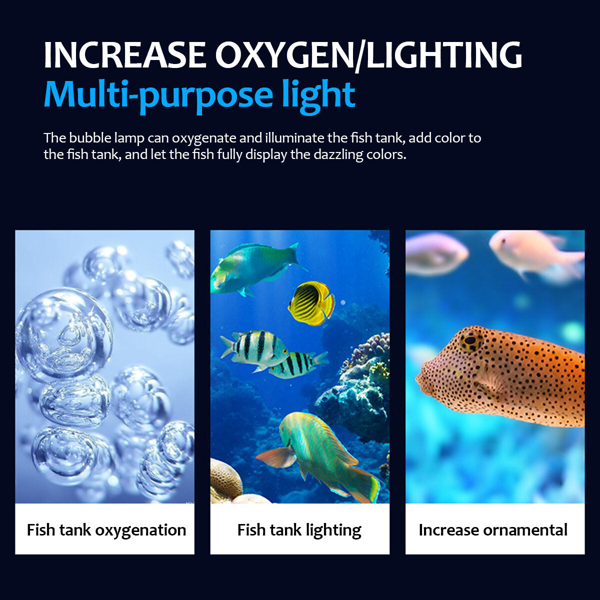 Fish Aquarium Tank Underwater Submersible RGB Color Change LED Air Bubble Light