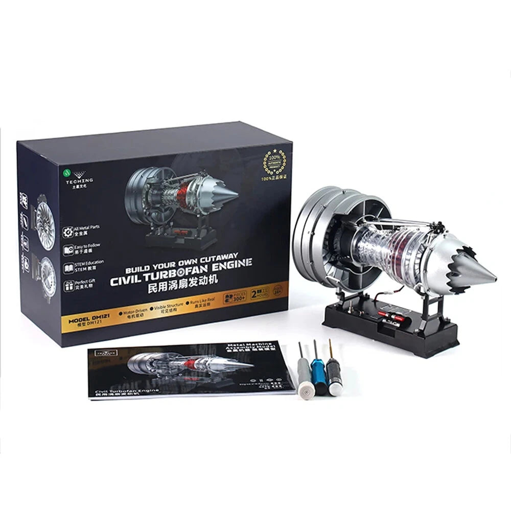 Turbofan Engine Model Assembly Kit with Built-in Battery Magnet Creative Desktop Ornaments Physics Experiment Science Education Toys