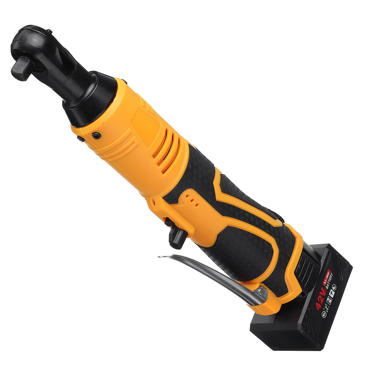 3/8" 42VF Electric Cordless Ratchet Right Angle LED Wrench Impact + 1/2 Battery