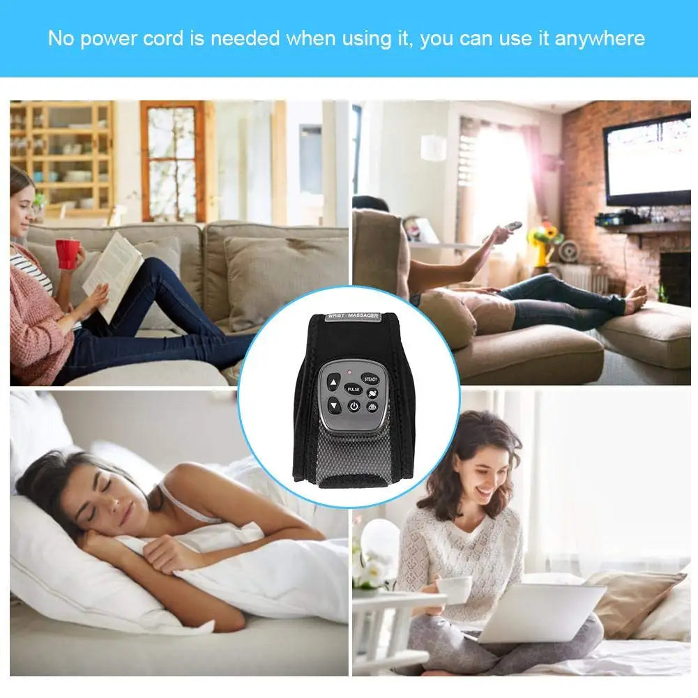 Large Wireless Wrist Massager with Hot Compress, Cotton & ABS, 11W, Rechargeable, Pain Relief, Easy to Use