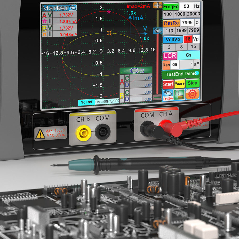 Intelligent Dual-Channel VI Curve Tester LCR Meter Quick Fault Diagnosis 5-21000Hz with Power Adapter