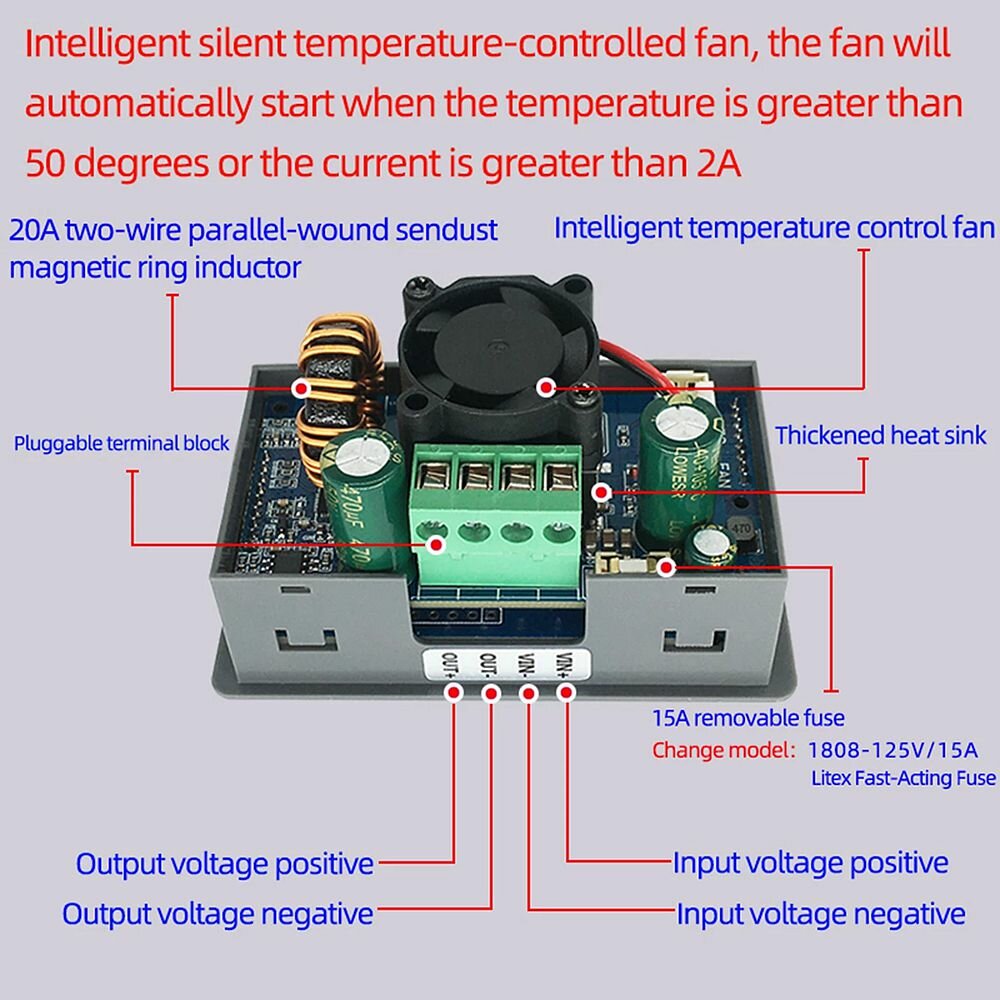 CNC DC Stabilized Step Up Step Down Power Supply Constant Voltage Constant Current 36V 6A Automatic Buck-boost Module with/without Shell