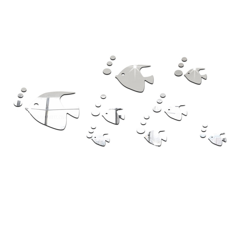 Bubble Fish Wall Sticker Ocean Fish Mirror Sticker Self Adhesive Acrylic Mirror Wall Sticker Suitable for Children's Room Kindergarten