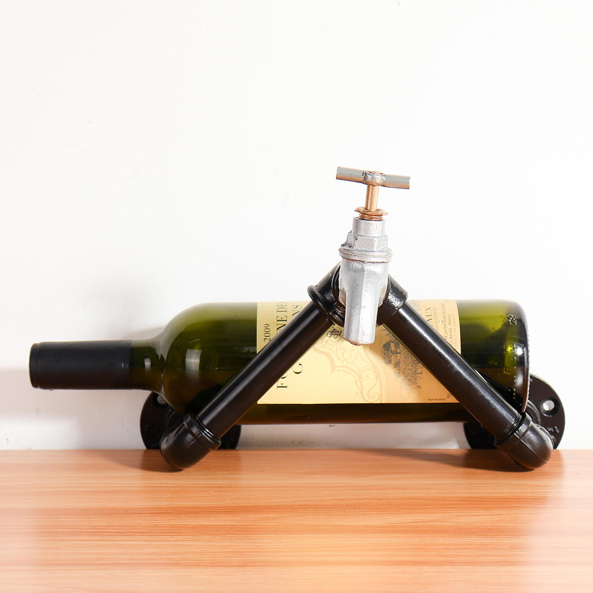 Industrial Iron Pipe Rack Vintage Bottle Holder Display Rack Liquor Kitchen Storage Rack