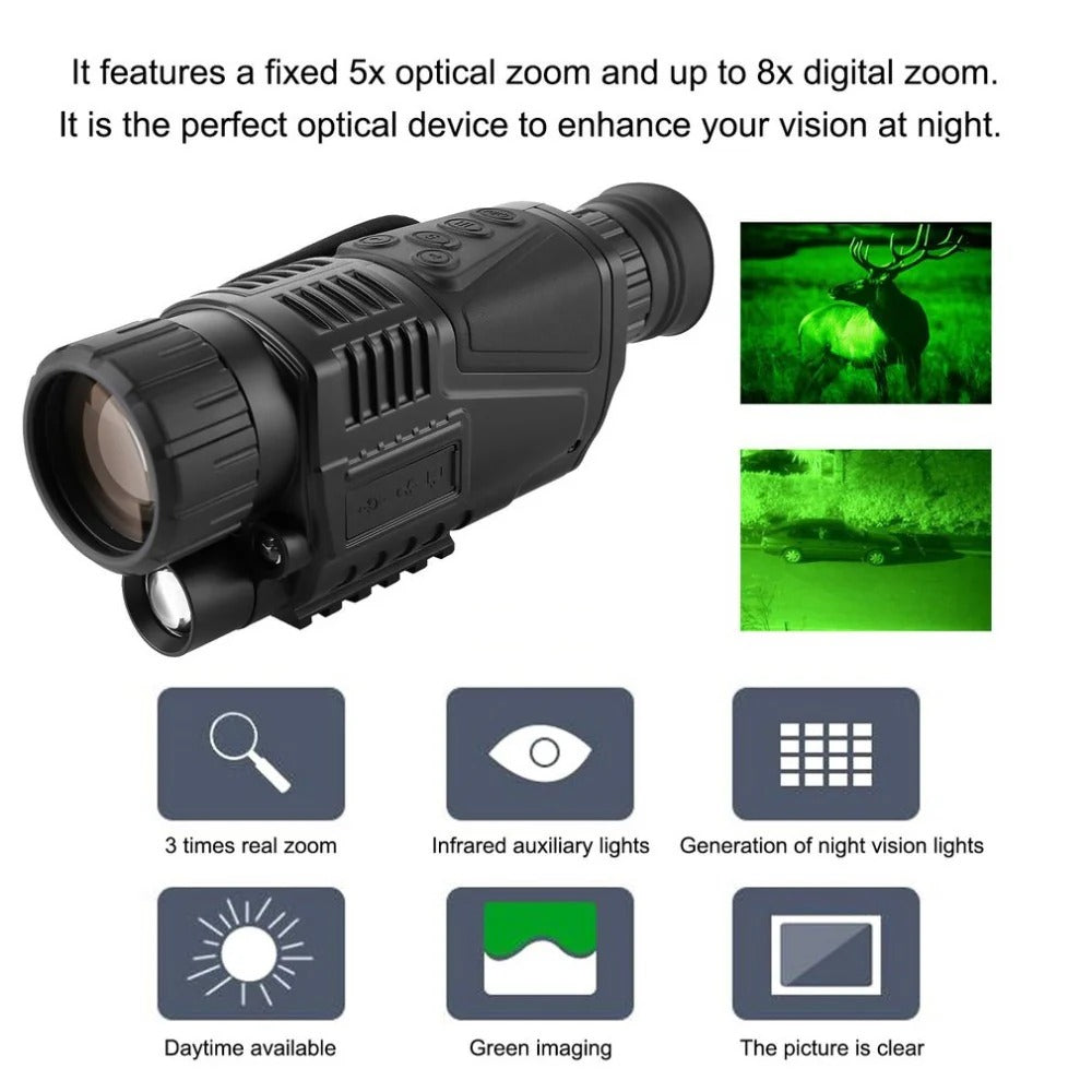 200M IR Night Vision Telescope - Digital Hunting Scope with Photo/Video Recording & Replay