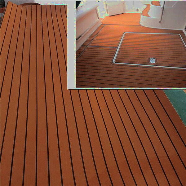 2500x1000x6mm EVA Foam Brown With Black Line Teak Sheet Boat Yacht Synthetic Teak