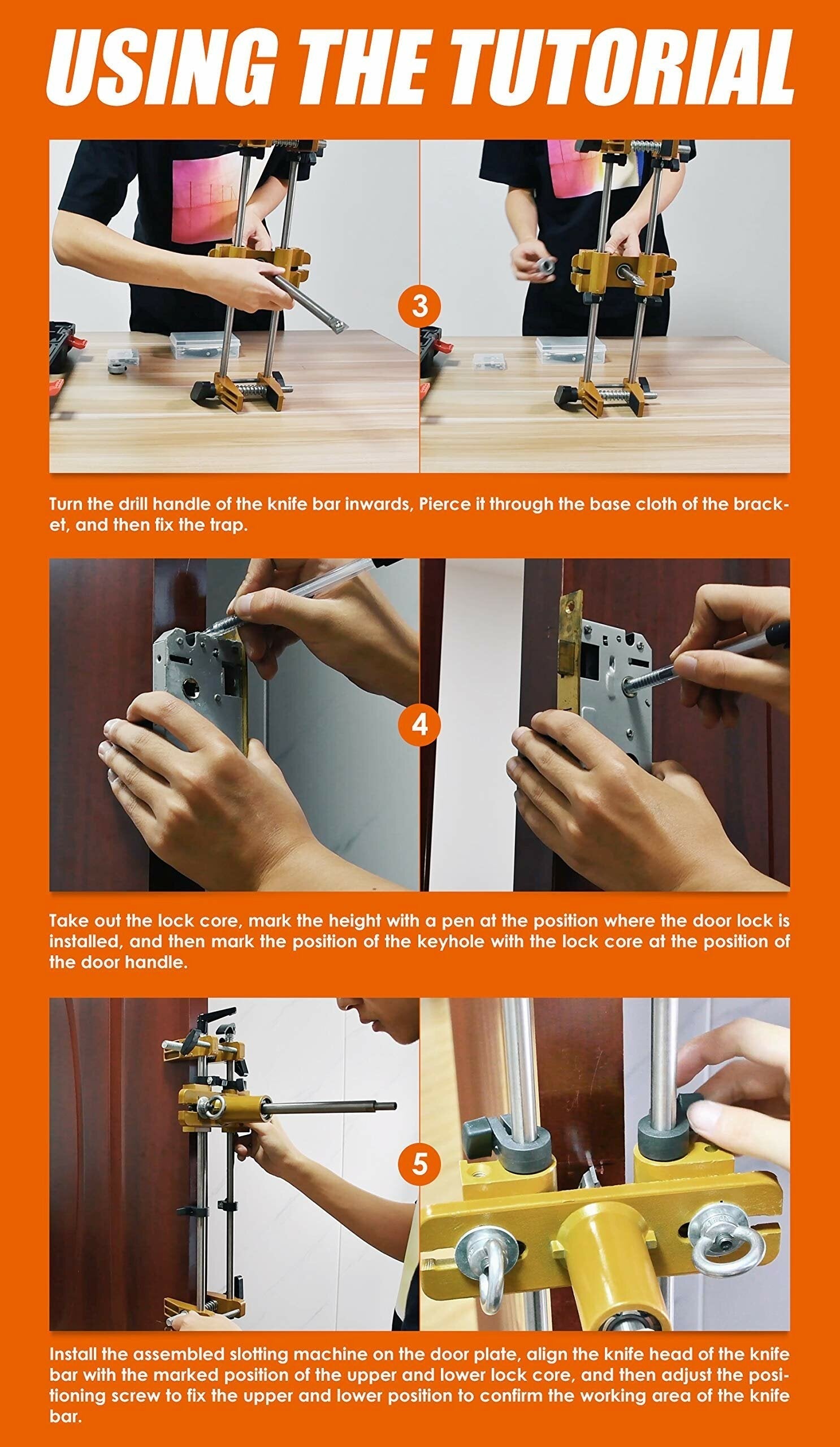 Jig Kit for Door Lock Mortiser - Metal Bracket, Drilling Rig, Tool Heads, Wrenches, Easy Operation, Lightweight, 11 lb