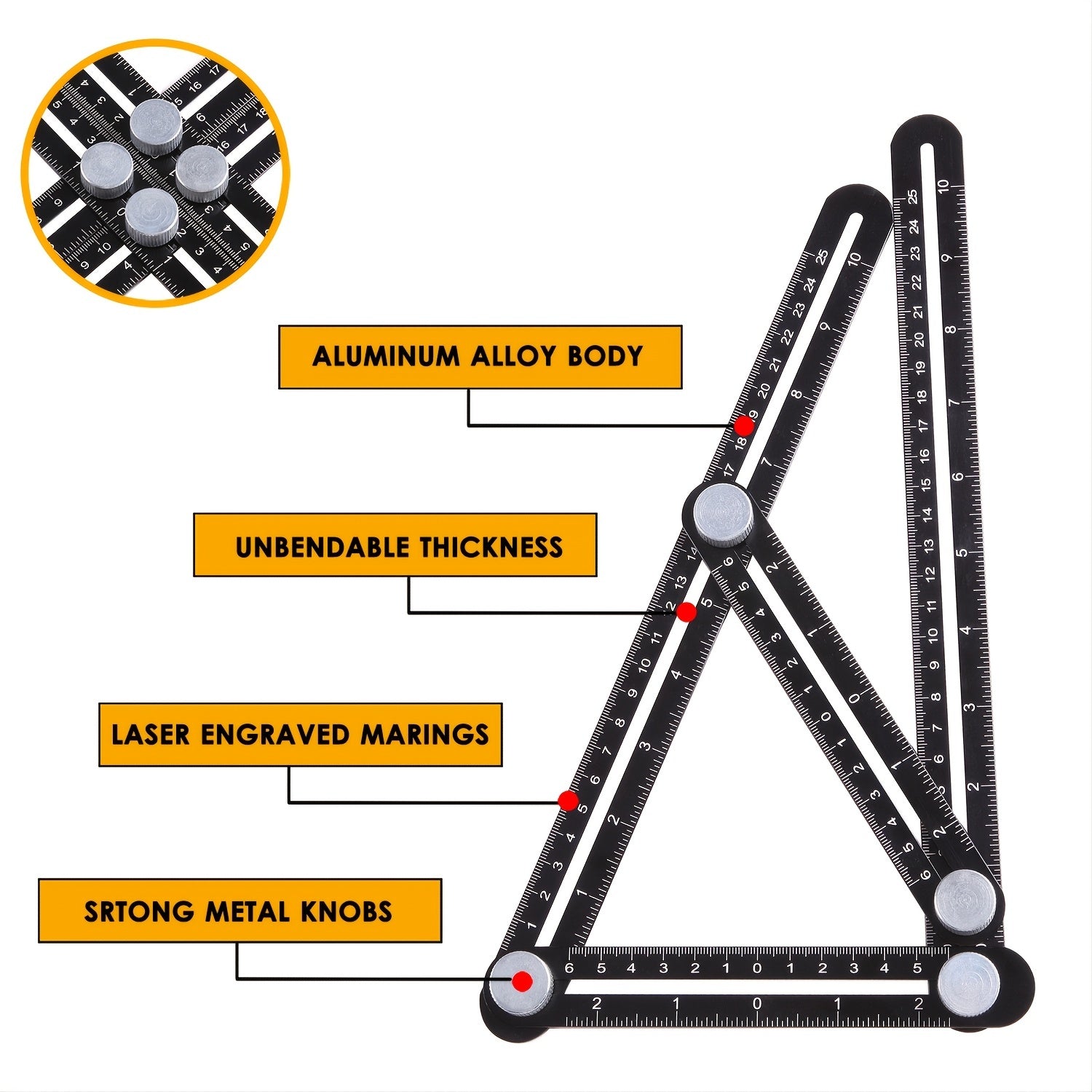 Heavy Duty Aluminum Angle Finder Multi Measuring Ruler For Craftsman Construction